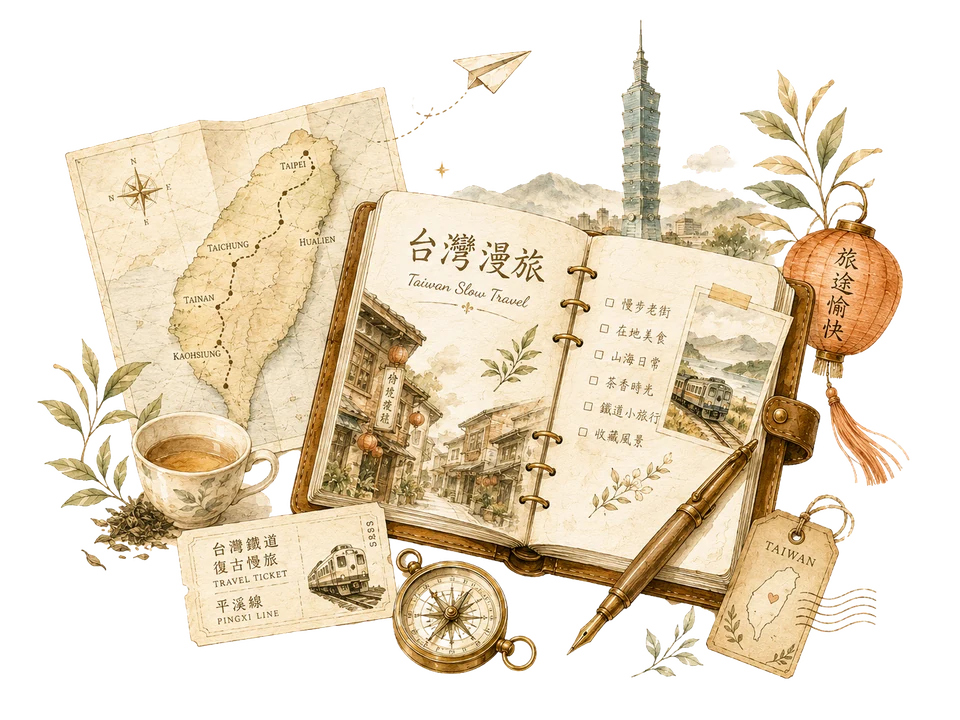 手繪台灣旅行插畫